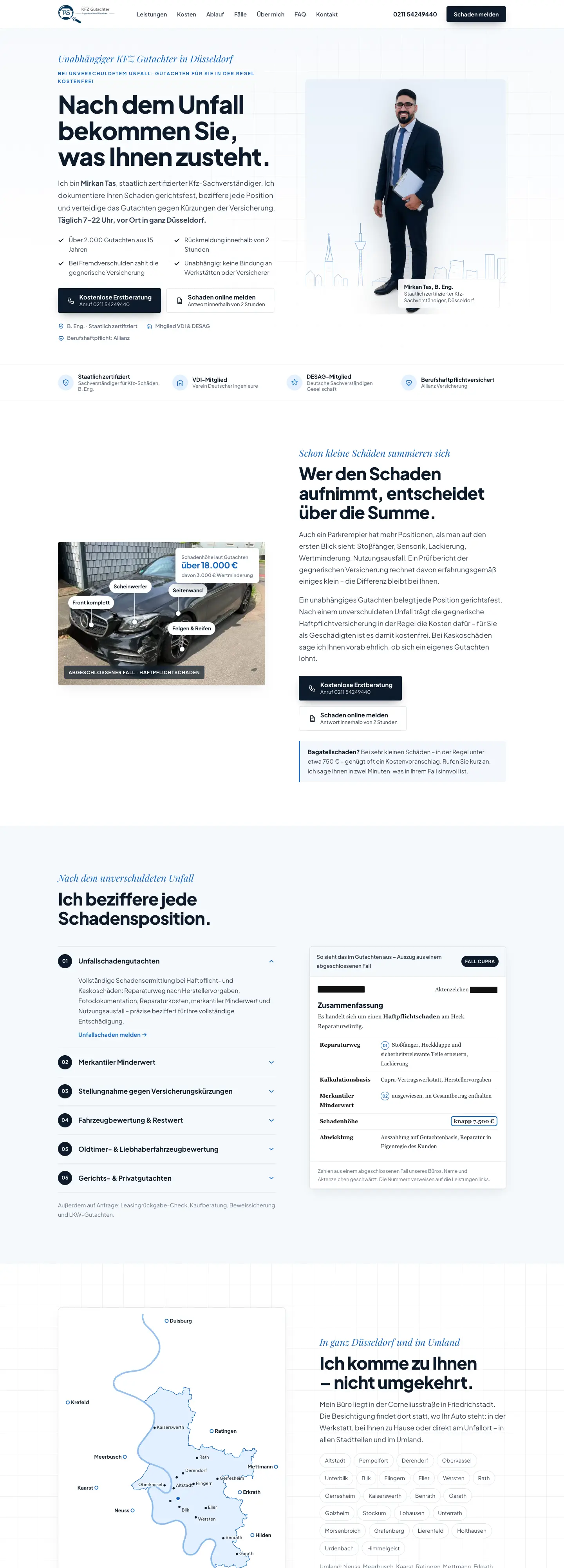 Website von Kfz-Gutachter Tas auf dem Tablet